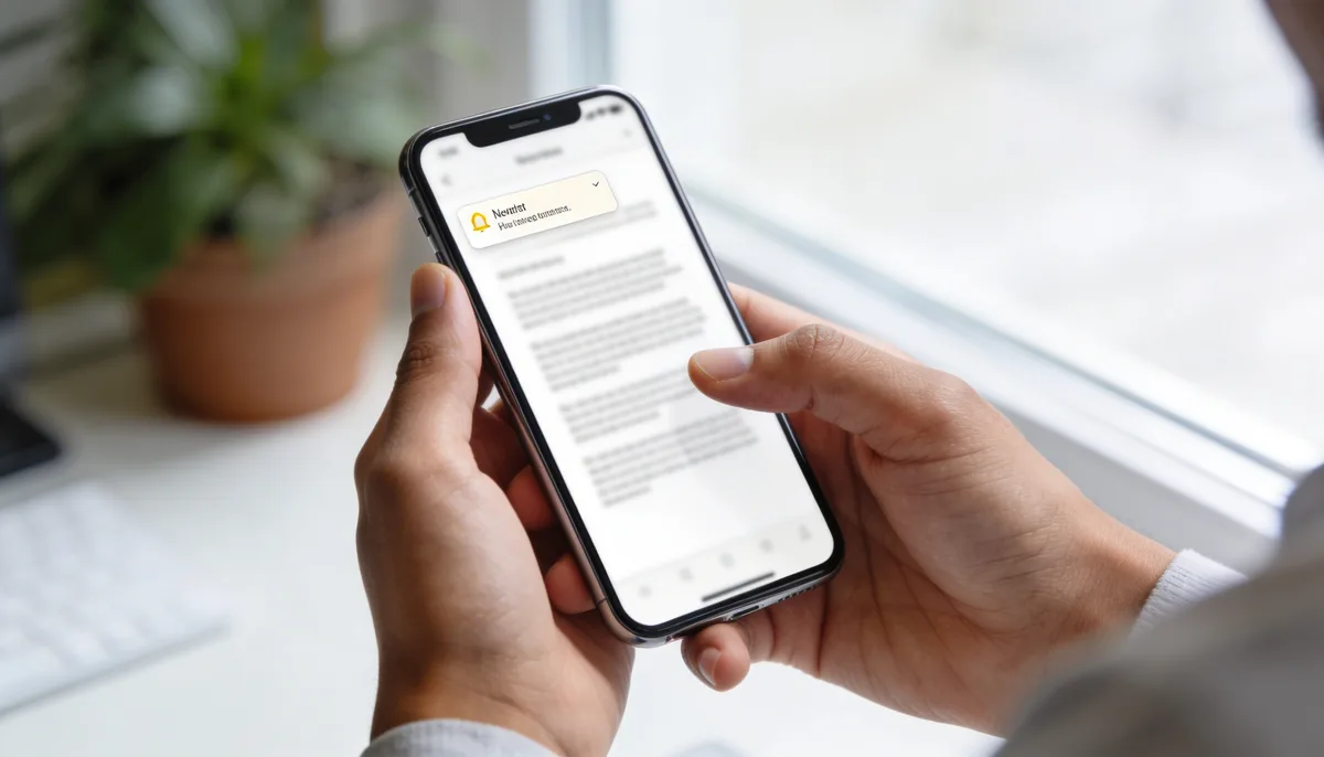 Close-up of a person troubleshooting a document on a high-end smartphone